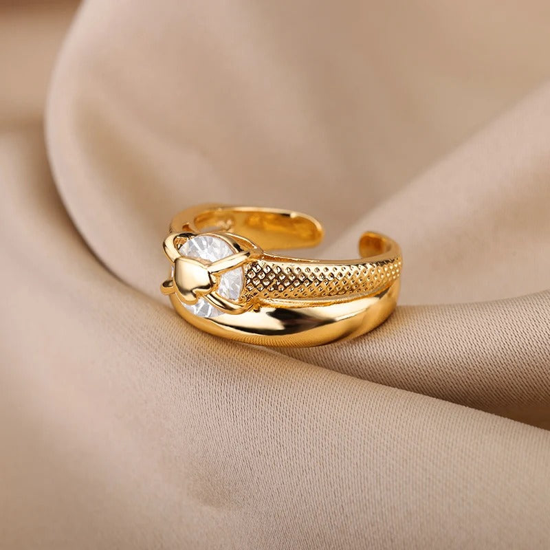 Gold Plated Adjustable Heart Ring