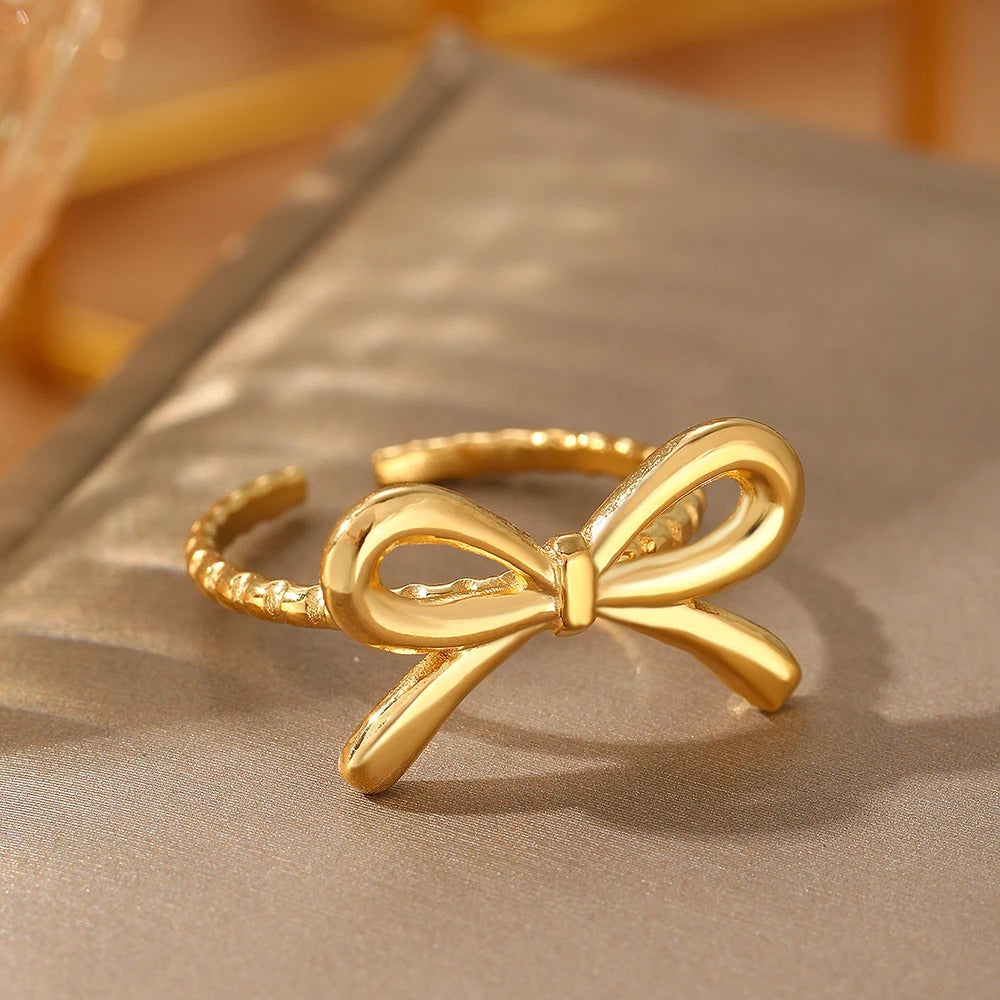 Stainless Steel Adjustable Bow Tie Ring