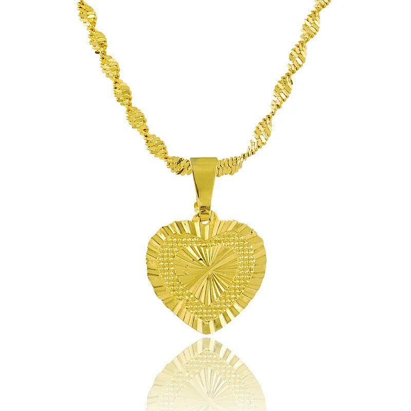 24K Real Gold Plated Heart-Shaped Necklace
