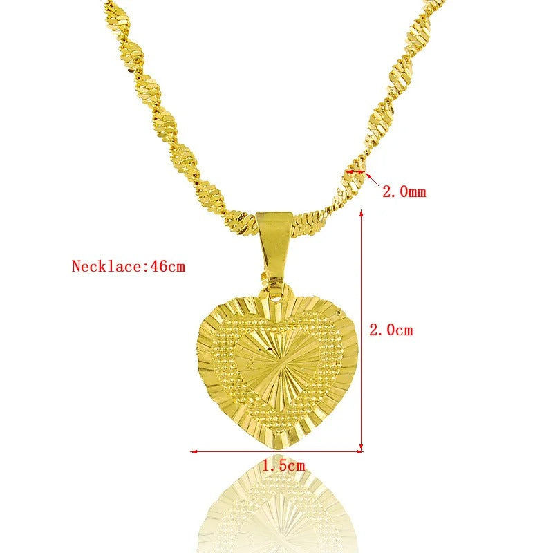 24K Real Gold Plated Heart-Shaped Necklace