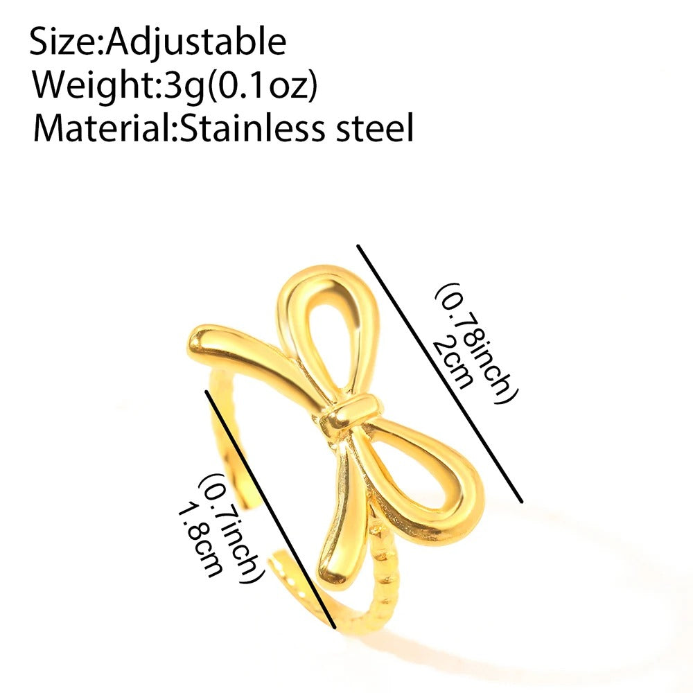 Stainless Steel Adjustable Bow Tie Ring