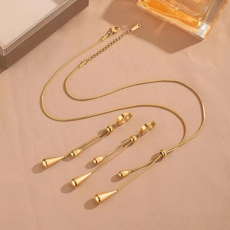 Geometric Charm Choker Necklace & Earring Set