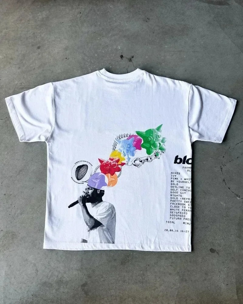 Y2K Retro Street Portrait Print T-Shirt
