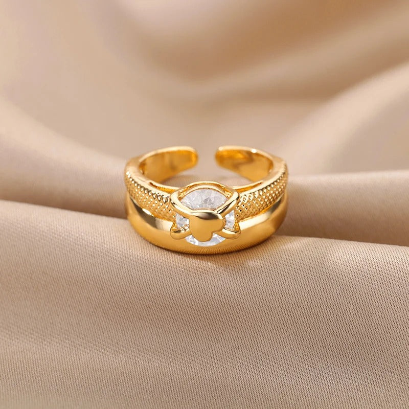 Gold Plated Adjustable Heart Ring