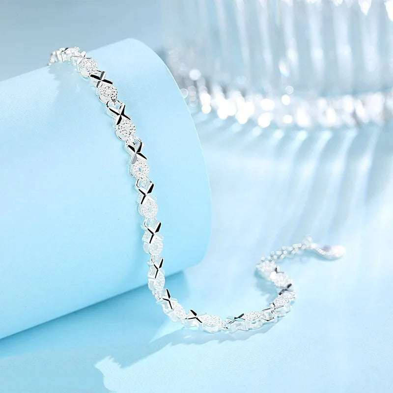 925 Sterling Silver Trendy Geometric Charm Bracelet