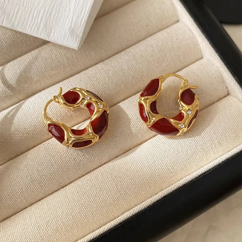 Vintage Enamel Mini Hoop Earrings