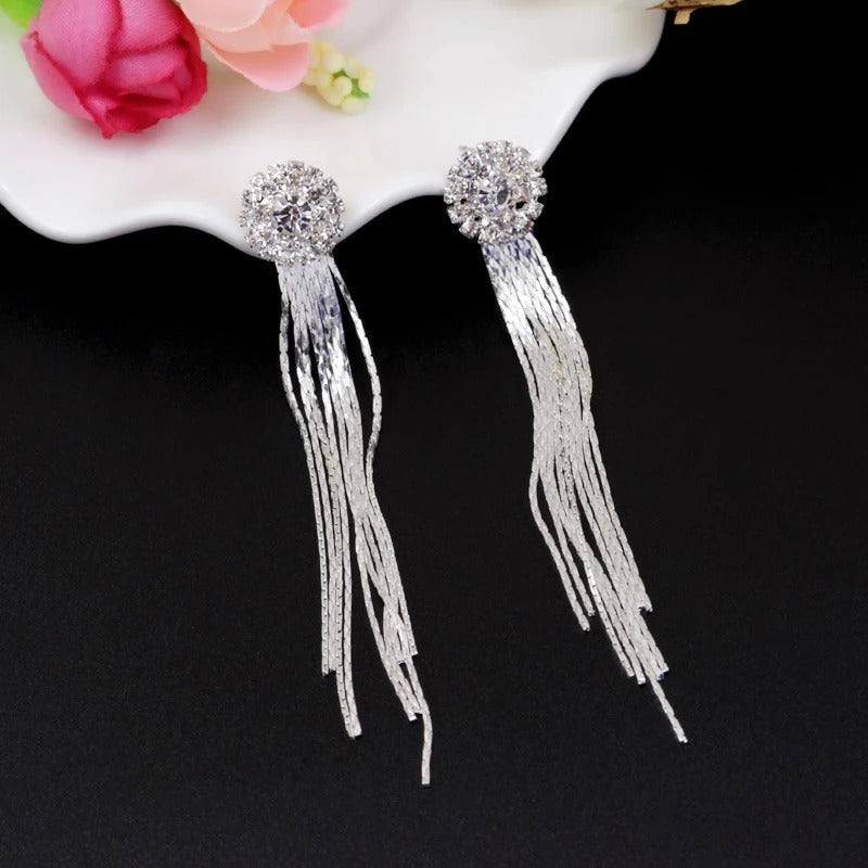 Crystal Tassel Drop Earrings Fashion