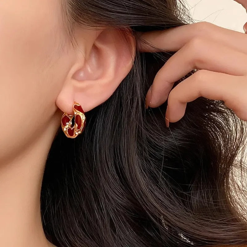 Vintage Enamel Mini Hoop Earrings
