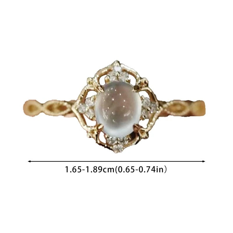 14K Gold Plated Moonstone Cat's Eye Ring
