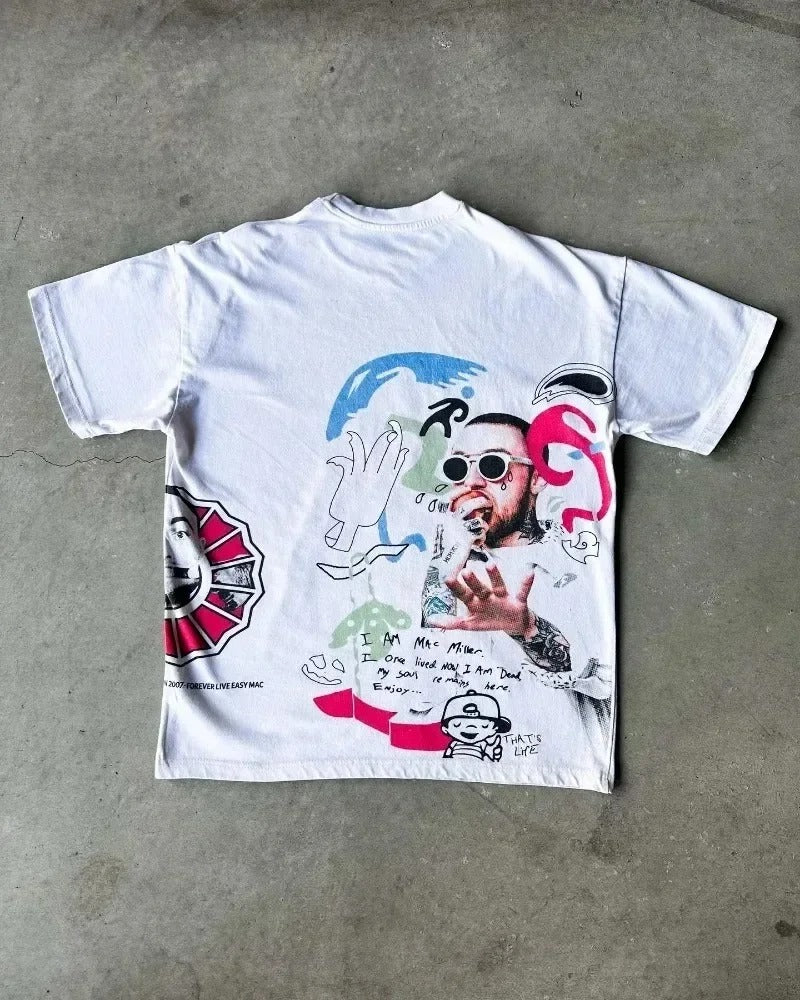 Y2K Retro Street Portrait Print T-Shirt