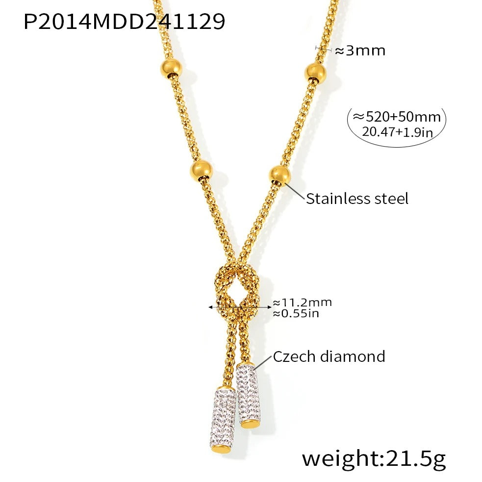 Nivora Gold-Plated Rhinestone Pendant Box Chain Necklace
