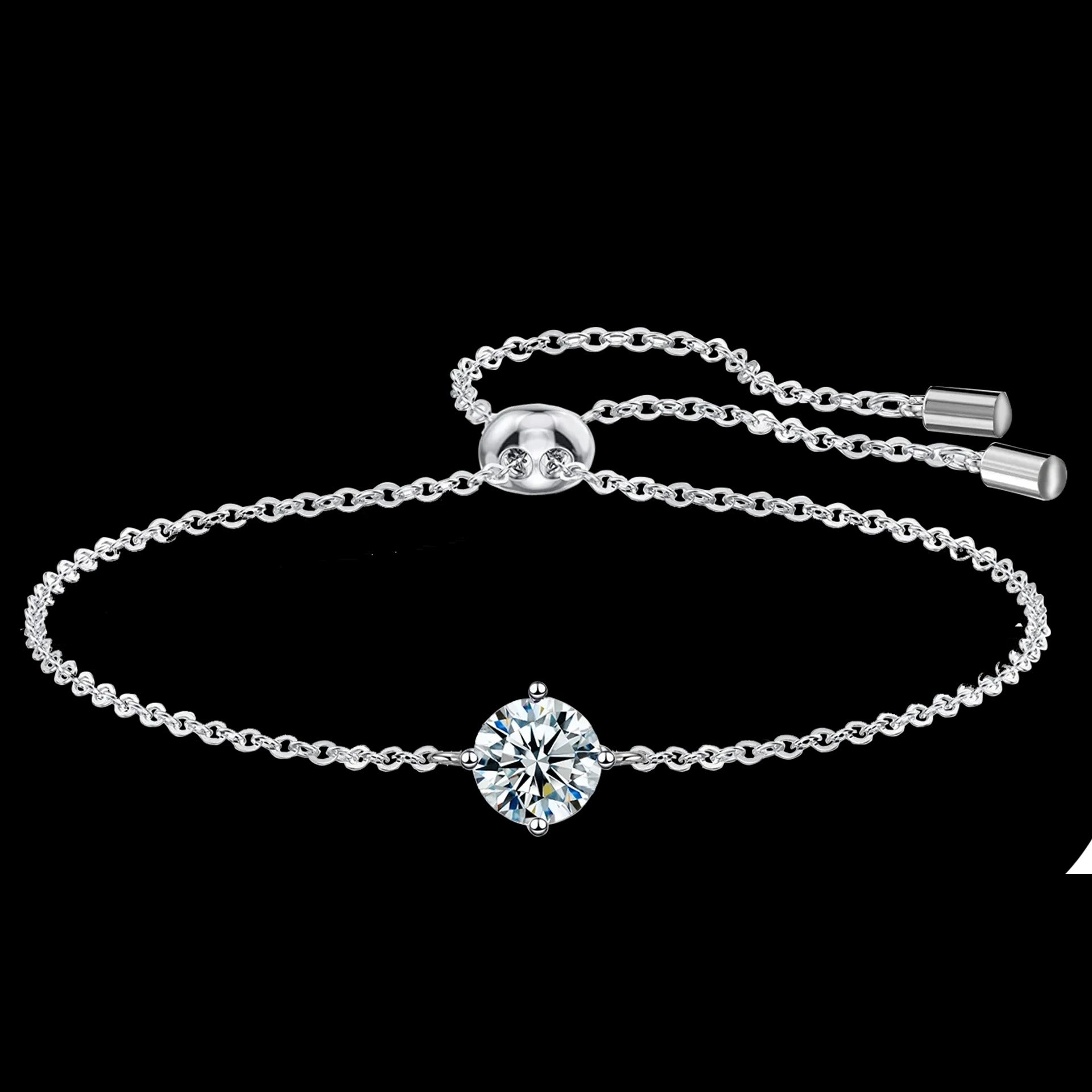 Certified 1 Carat Moissanite 925 Silver Adjustable Bracelet