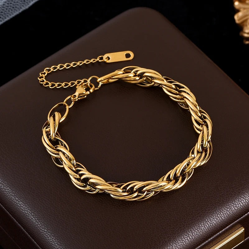 316L Stainless Steel Wide Chain Necklace & Bracelet Set