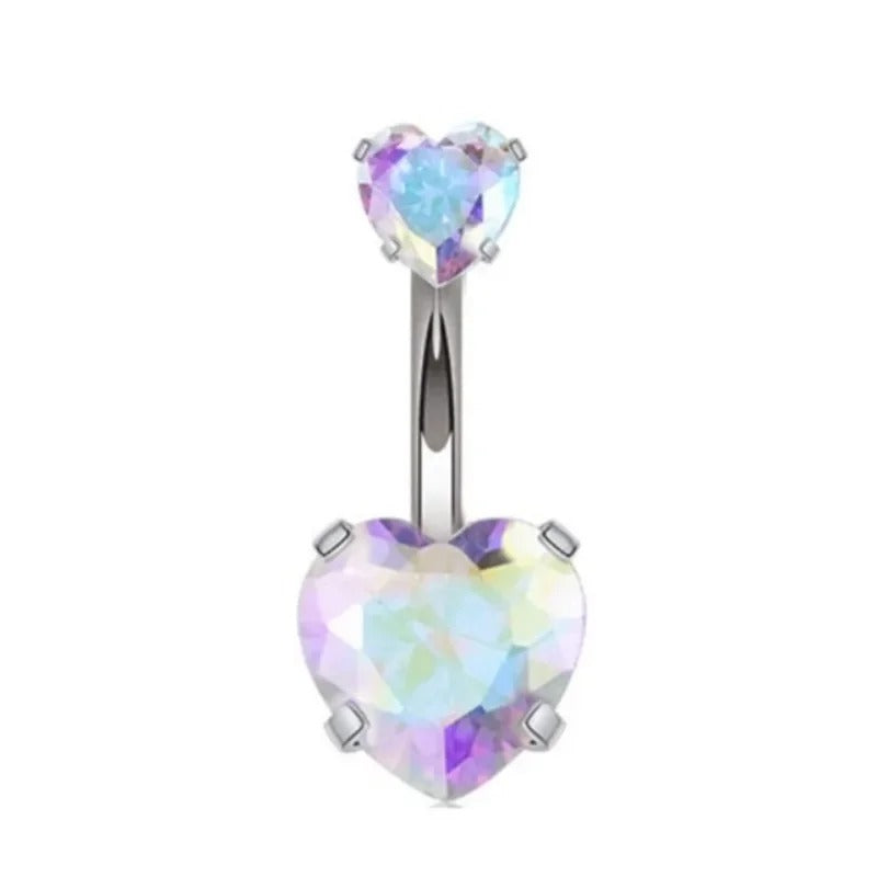 Zircon Heart Navel Belly Button Ring