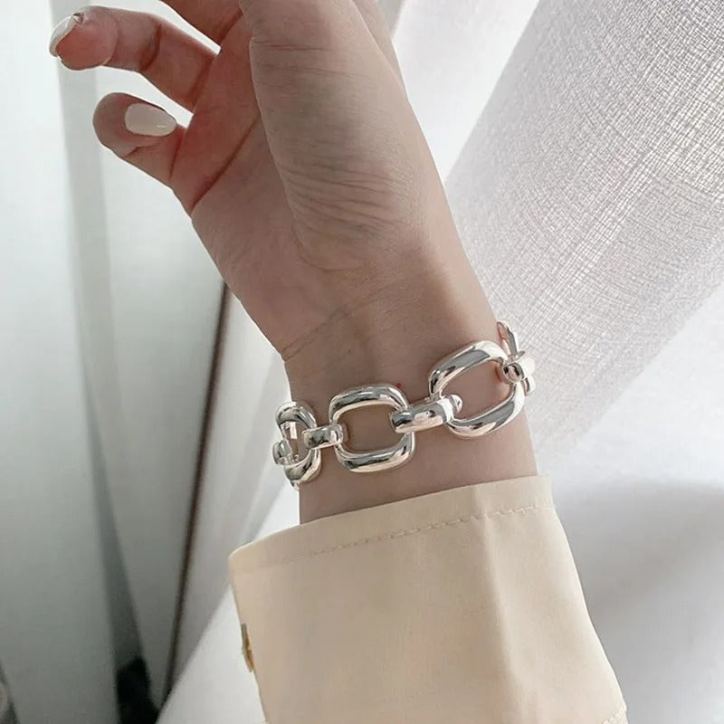 925 Sterling Silver Vintage Geometric Cuff Bracelet