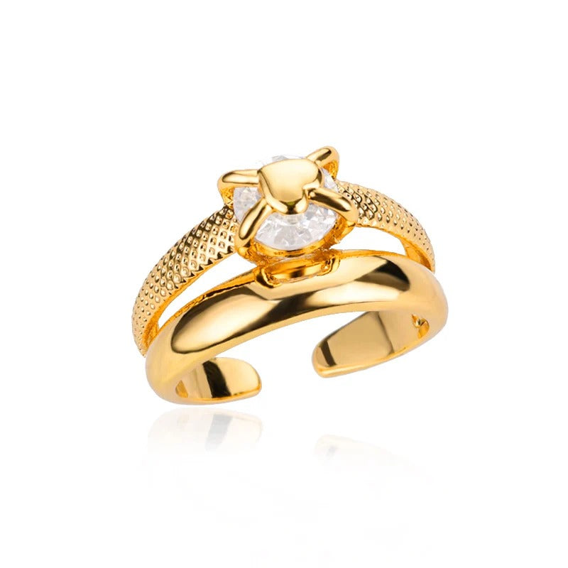 Gold Plated Adjustable Heart Ring