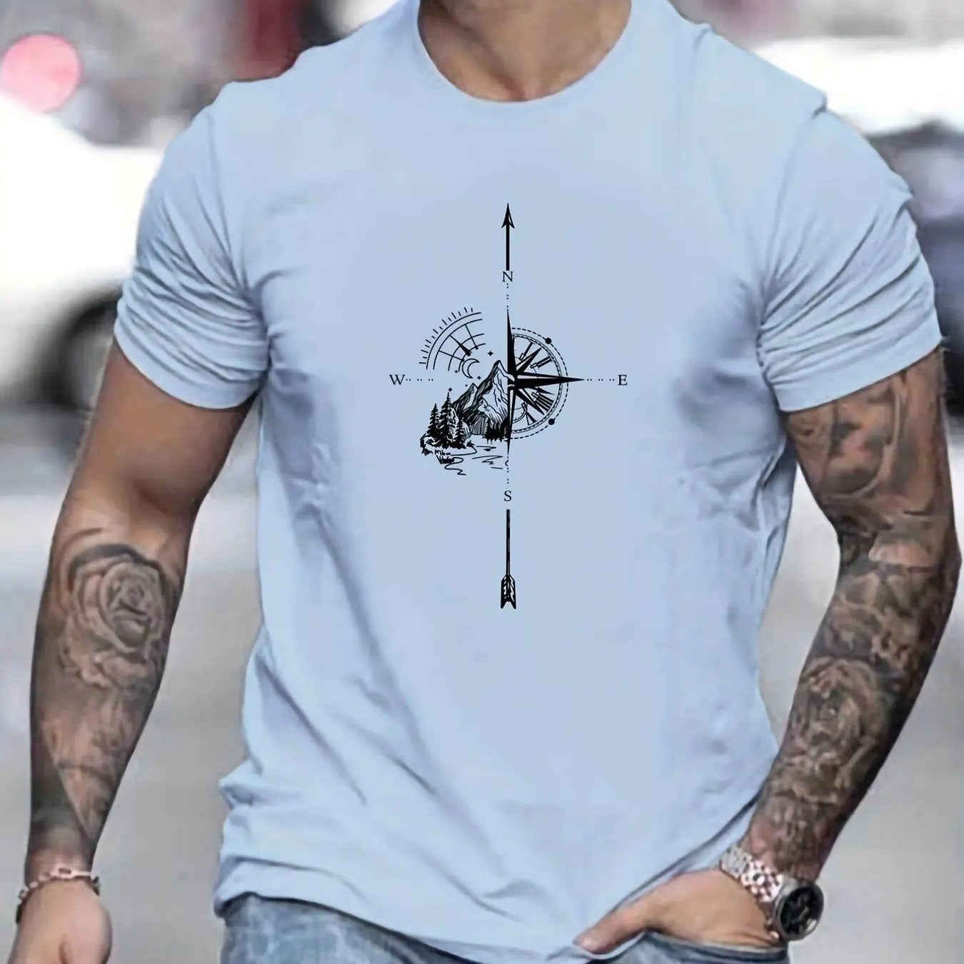 Men’s Mountain Compass Print T-Shirt