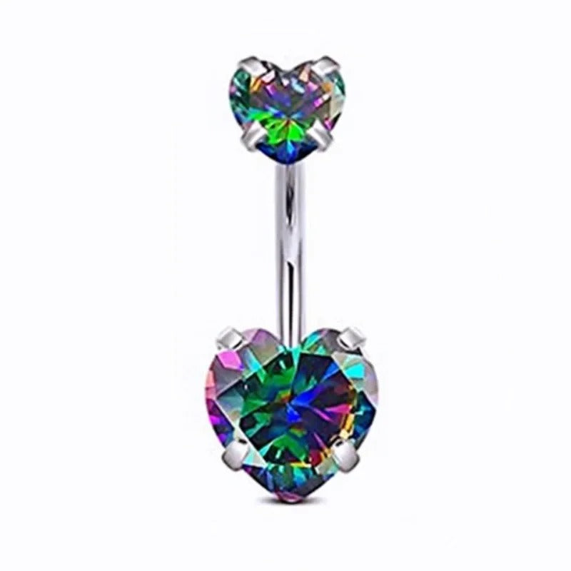Zircon Heart Navel Belly Button Ring