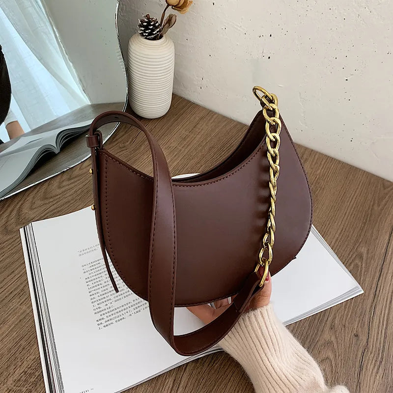 Women Fashion Casual PU Zipper Shoulder Underarm Bag