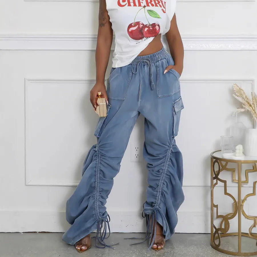 Creative Drawstring Loose Jeans