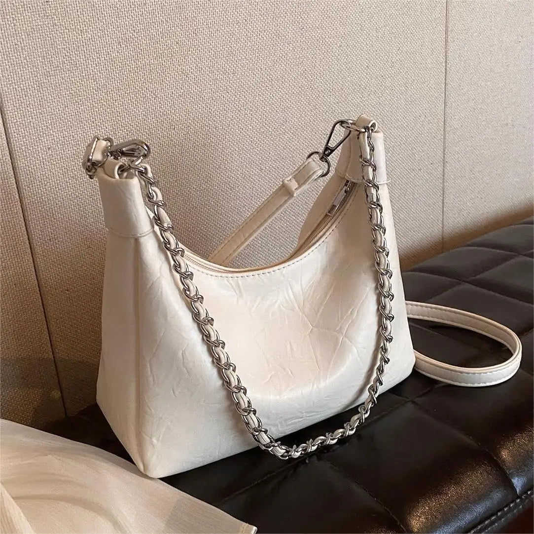 Simple Solid Color Large Capacity Chain Shoulder Bag