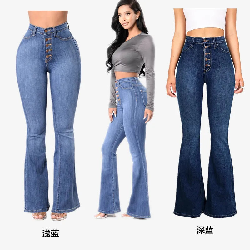High Waist Slim Flared Jeans