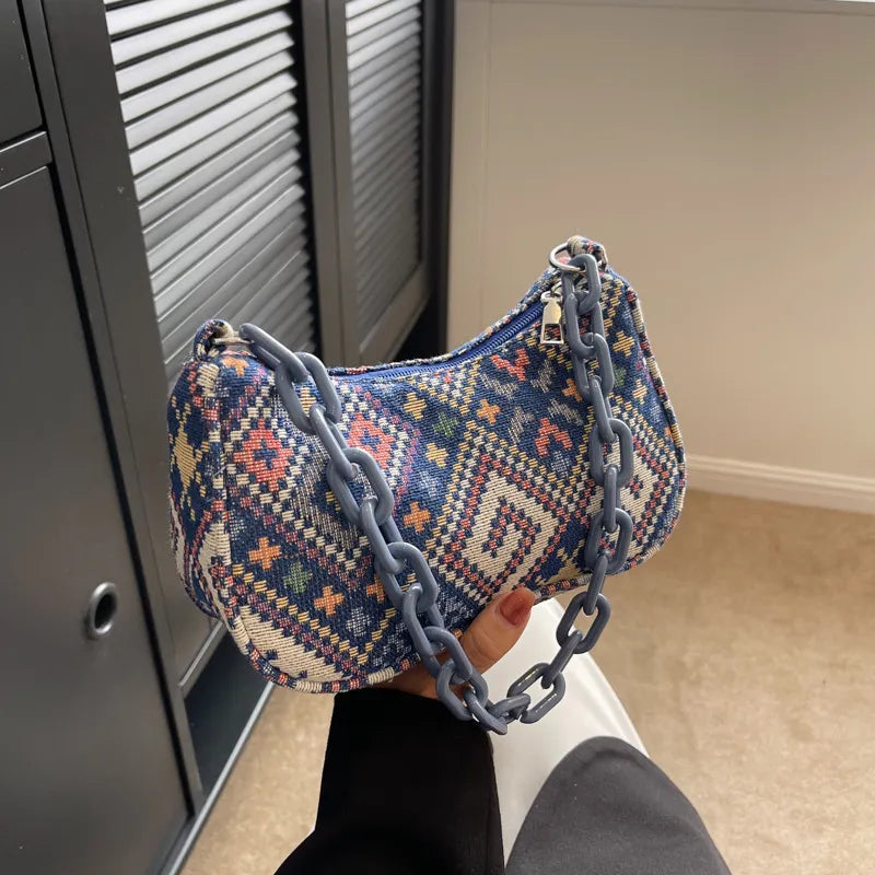 Spring Ethnic Style Canvas Large Capacity Bag