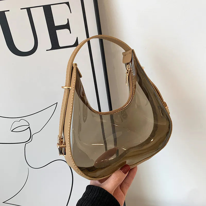 Women Fashion Popular Retro Transparent Clear Jelly Shoulder Bag