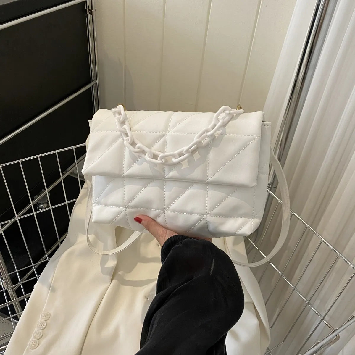 Women Fashion Embroidery Square Shoulder Bag