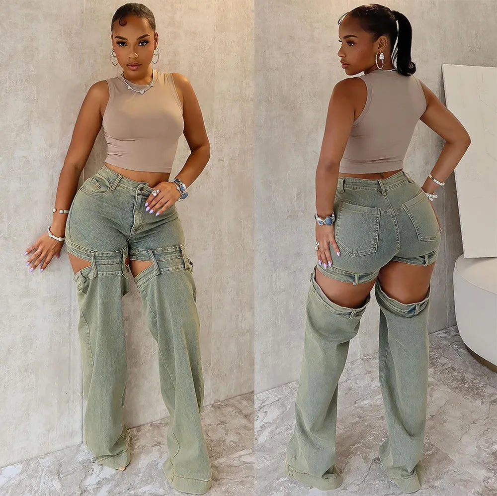Vintage Hollow Straight Jeans