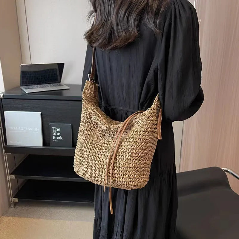 Bohemian Casual Large Woven Shoulder Bag