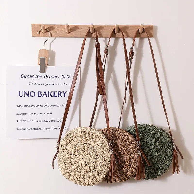 Bohemian Style Beach Holiday Round Woven Shoulder Bag SKU: T103AABC99 Min.Order: 1