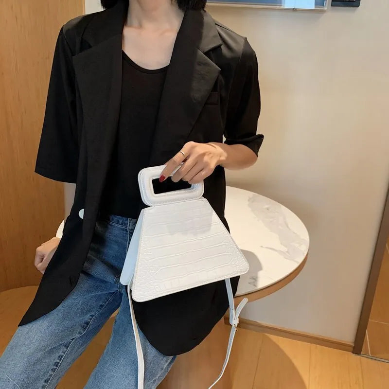 Stone Pattern Women Creative Design Solid Color Shoulder Handle Bag