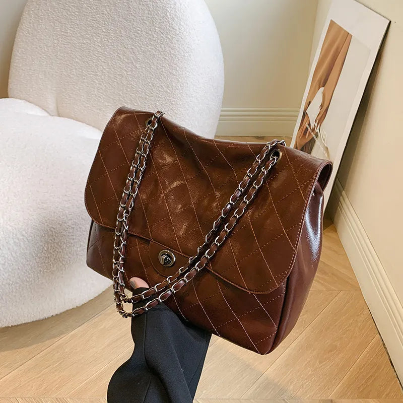 Women Fashionable Large Capacity PU Chain Shoulder Bag