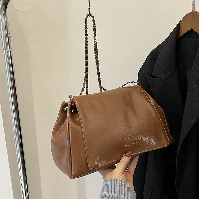 Women Fashionable Large Capacity Square Flap Chain Shoulder Bag