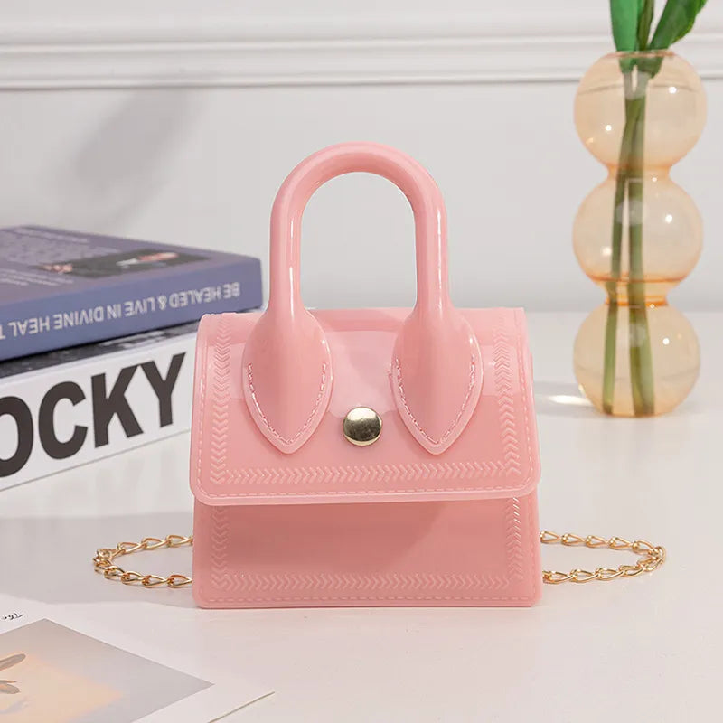Women Fashion Simple Solid Color PVC Flap Mini Shoulder Crossbody Bag