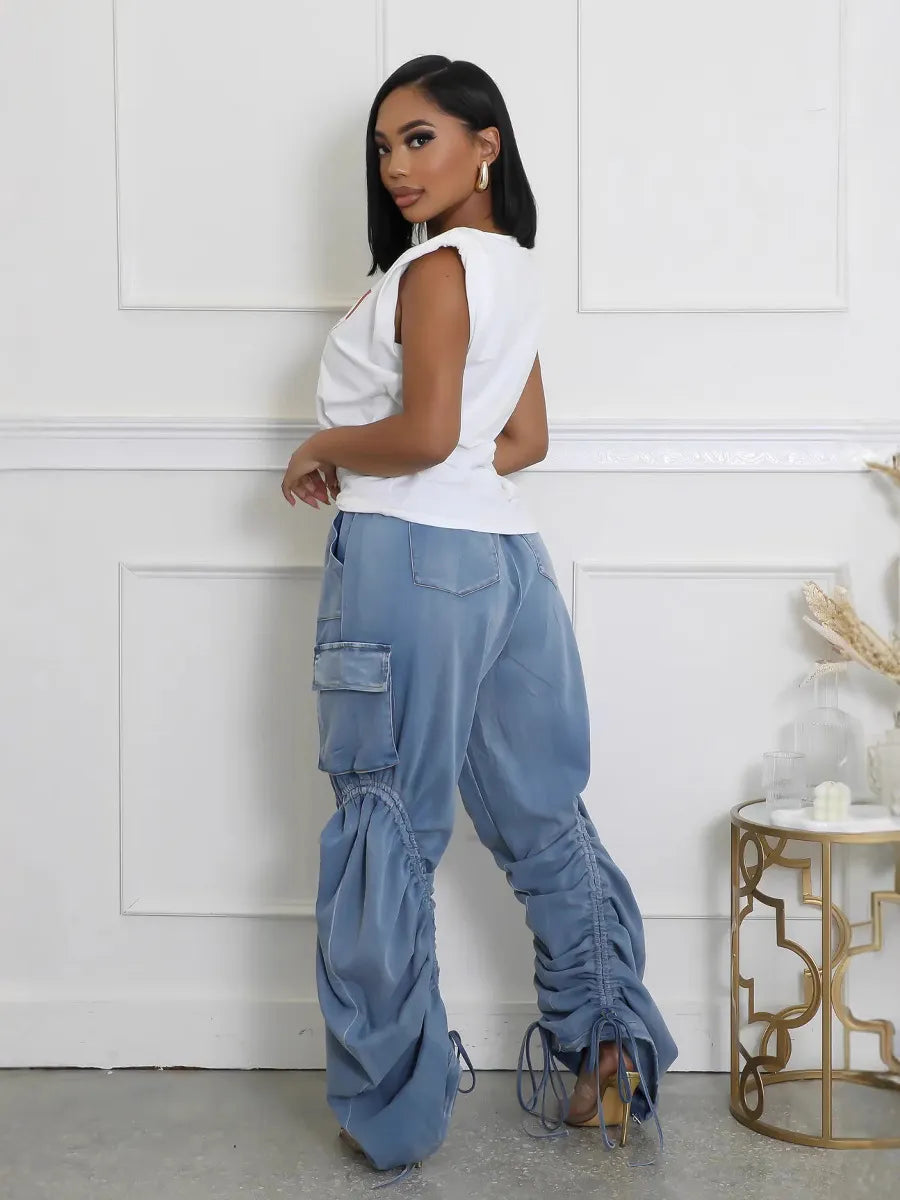 Creative Drawstring Loose Jeans