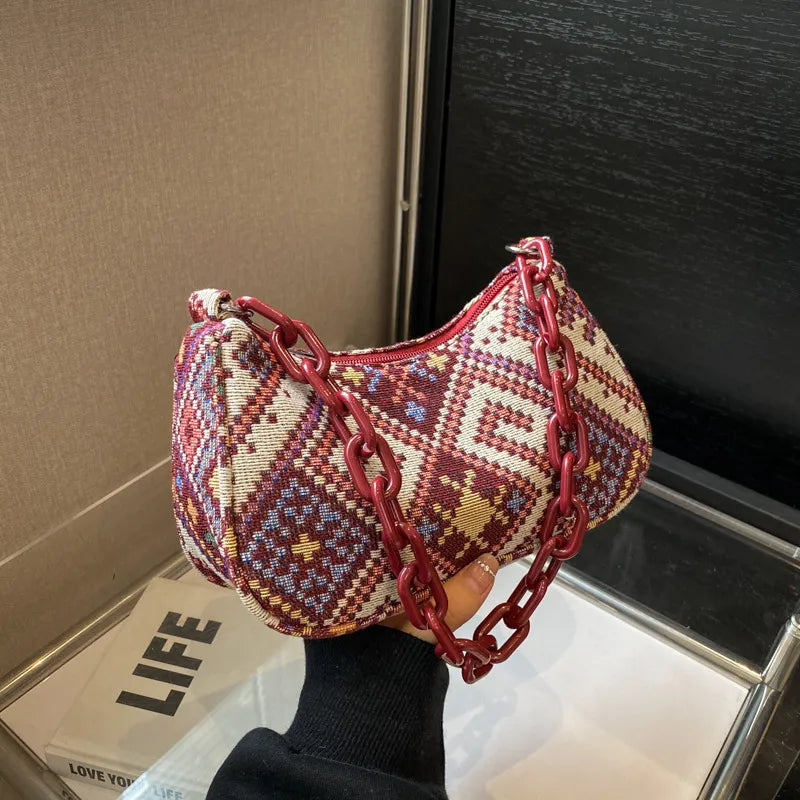Spring Ethnic Style Canvas Large Capacity Bag