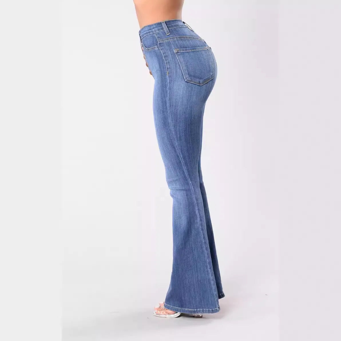High Waist Slim Flared Jeans