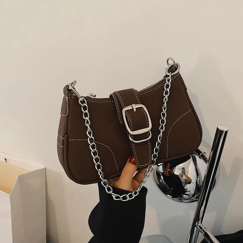 Women Fashion Solid Color Foreign Style Shoulder Bag