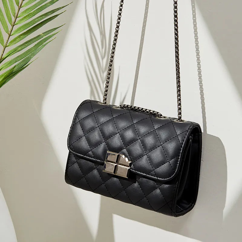 Women Rhombus Pattern Chain Shoulder Bag