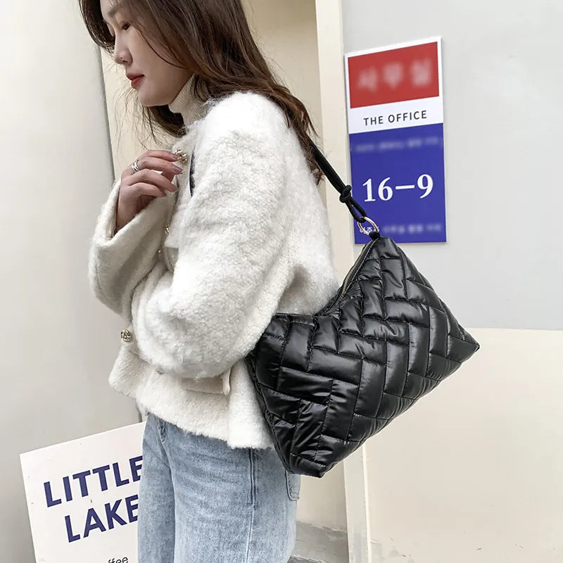 Women Casual Basic Stitching Design Solid Color Large Capacity PU Shoulder Bag