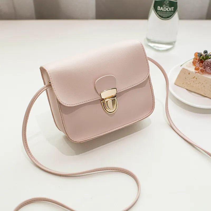 Women Fashion Solid Color Metal Buckle Messenger Mini Bag