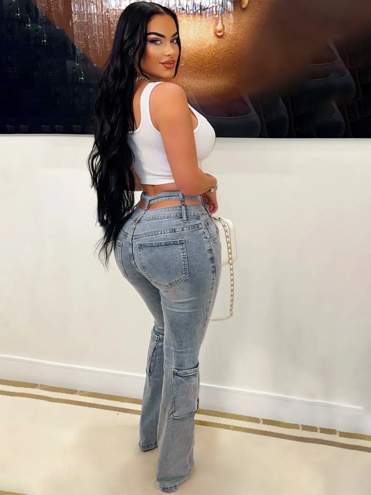 Stitching Multi-Pocket Jeans
