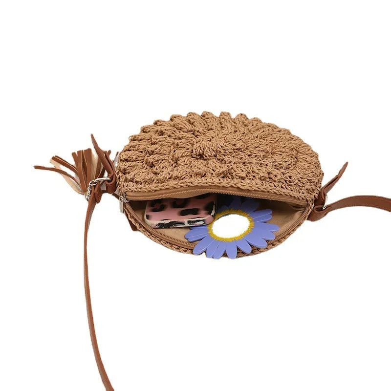 Bohemian Style Beach Holiday Round Woven Shoulder Bag SKU: T103AABC99 Min.Order: 1