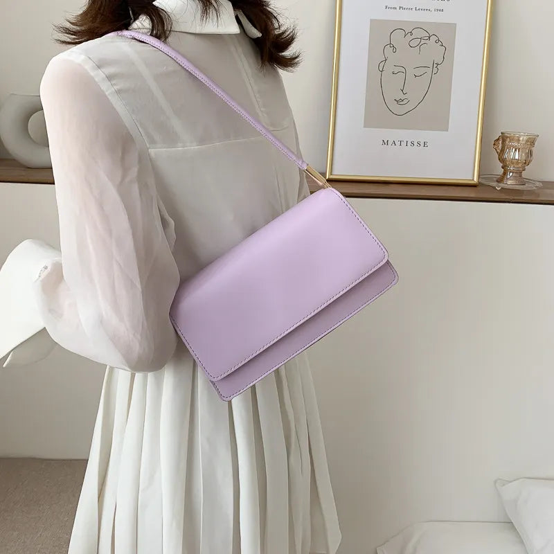 Solid Color Shoulder Underarm Bag