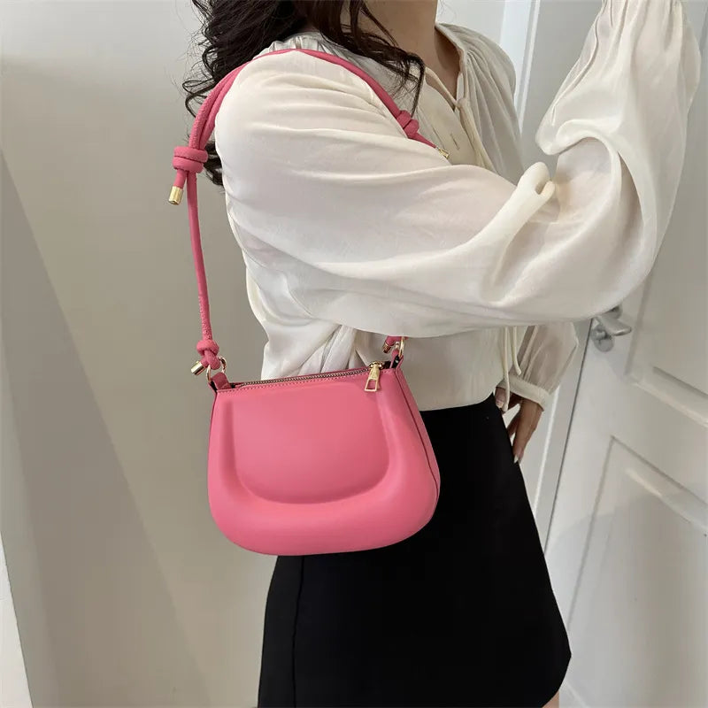 Women Fashion Solid Color Zipper Shoulder Underarm Bag