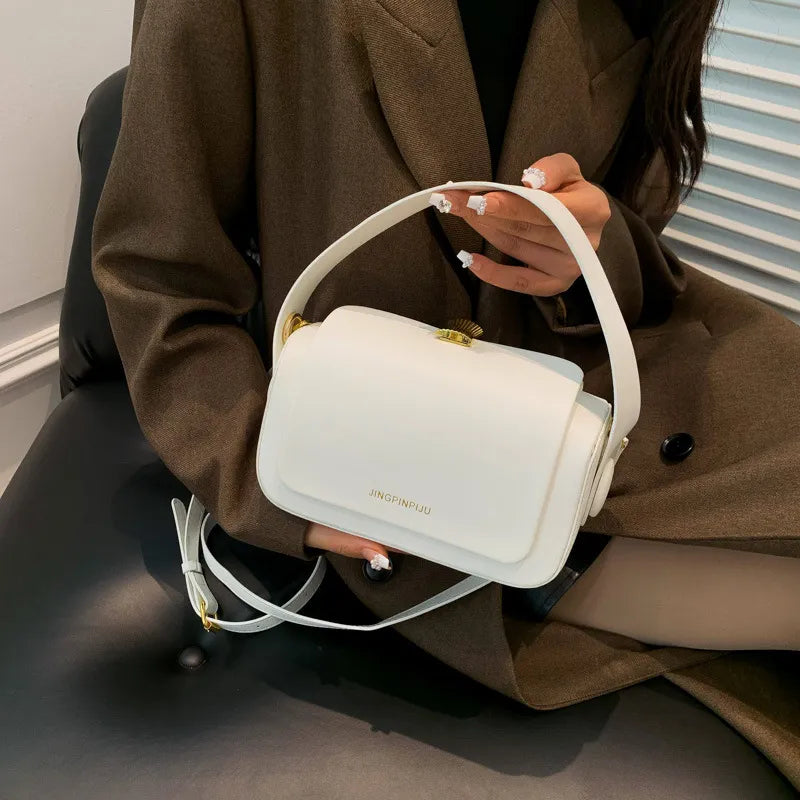 Women Fashion Simple Letter Flap Handle Shoulder Bag