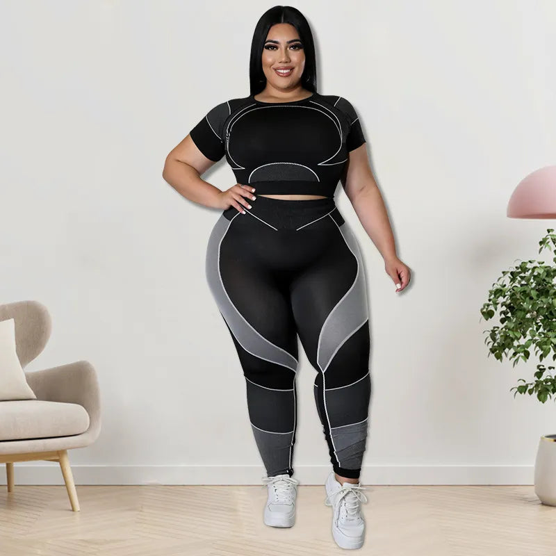 Women Sports Navel Tight Yoga Short Top And Pants Two Pieces Suit