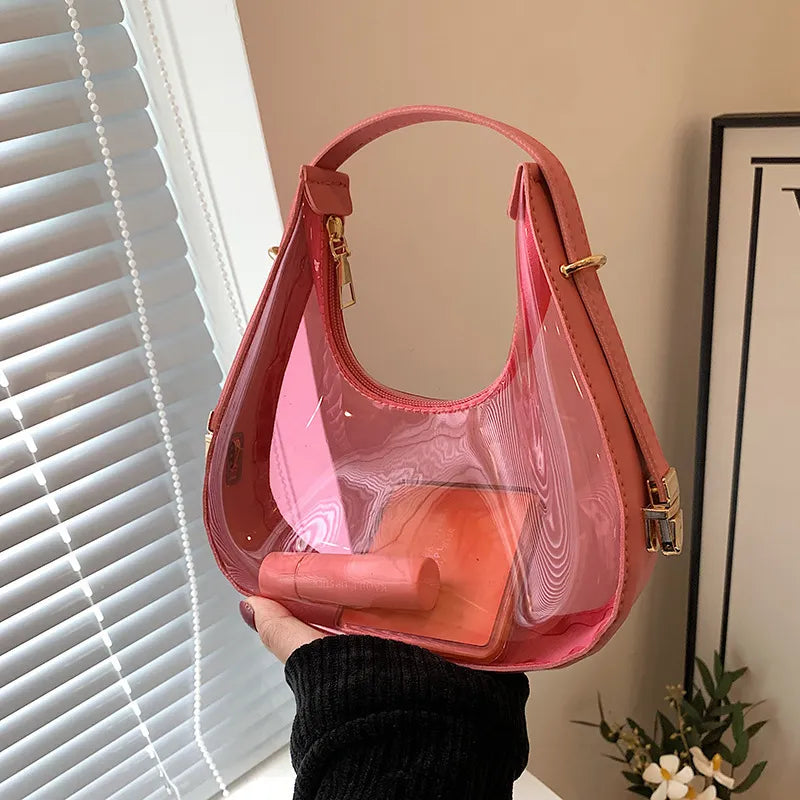 Women Fashion Popular Retro Transparent Clear Jelly Shoulder Bag